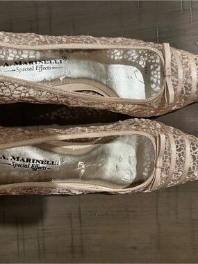 A. Marinelli Women's Lace Pointed Flats in Blush Pink